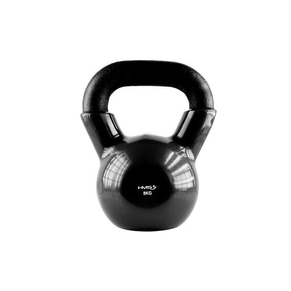 HMS KNV kettlebell do ćwiczeń hantla treningowa pokryta winylem czarny, Waga: 8 kg